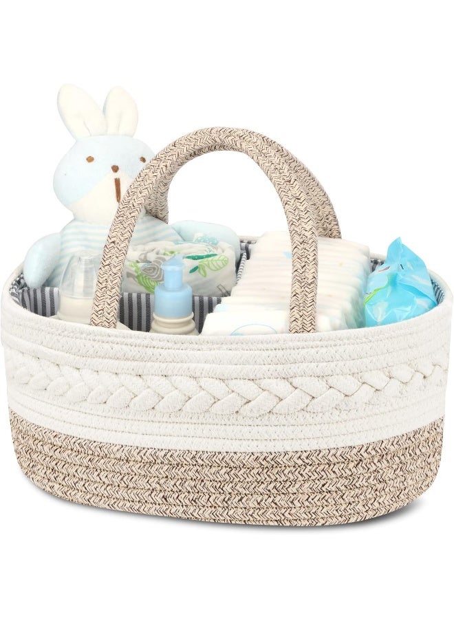 Maliton Diaper Caddy Organizer for Baby, Cotton Rope Baby Gift Basket, Portable Diaper Organizer for changing table, Nursery Storage Organizer, Shower Gifts for Newborn,baby essentials - Image 1